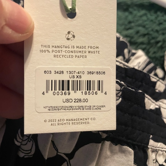 NWT AE77 American Eagle Premium Organic Cotton Floral Puff Sleeve Mini Dress XS - Picture 6 of 7